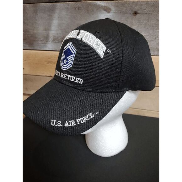 U.S. Air Force SMSgt Senior Master Sergeant Retired Black Adjustable Cap Hat - Picture 3 of 5